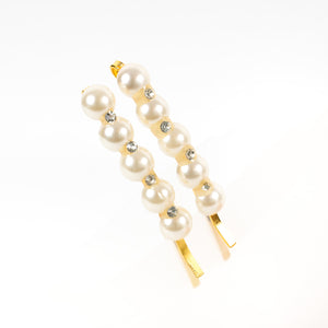 Gilt Grip with Pearl and Crystal Stones - Pair