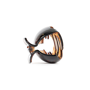 French Small Round Brown Hair Claw with Flat Teeth