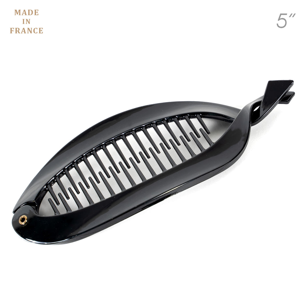 French Twisted Lock Style Black Banana Hair Clip