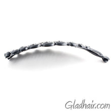 Load image into Gallery viewer, French Fancy Spiral Black Banana Hair Clip with Crystals