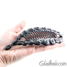 Load image into Gallery viewer, French Fancy Spiral Black Banana Hair Clip with Crystals