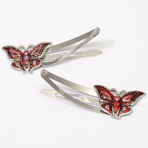 Epoxy Red Butterfly Shaped Metal Sleepies - Pair